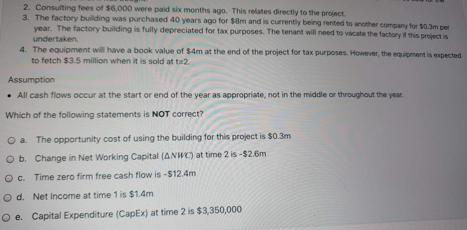 life 2 years $10m $3m Initial investment in equipment Annual depreciation of