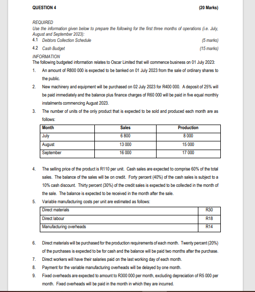 Use the information given below to prepare the following for the first