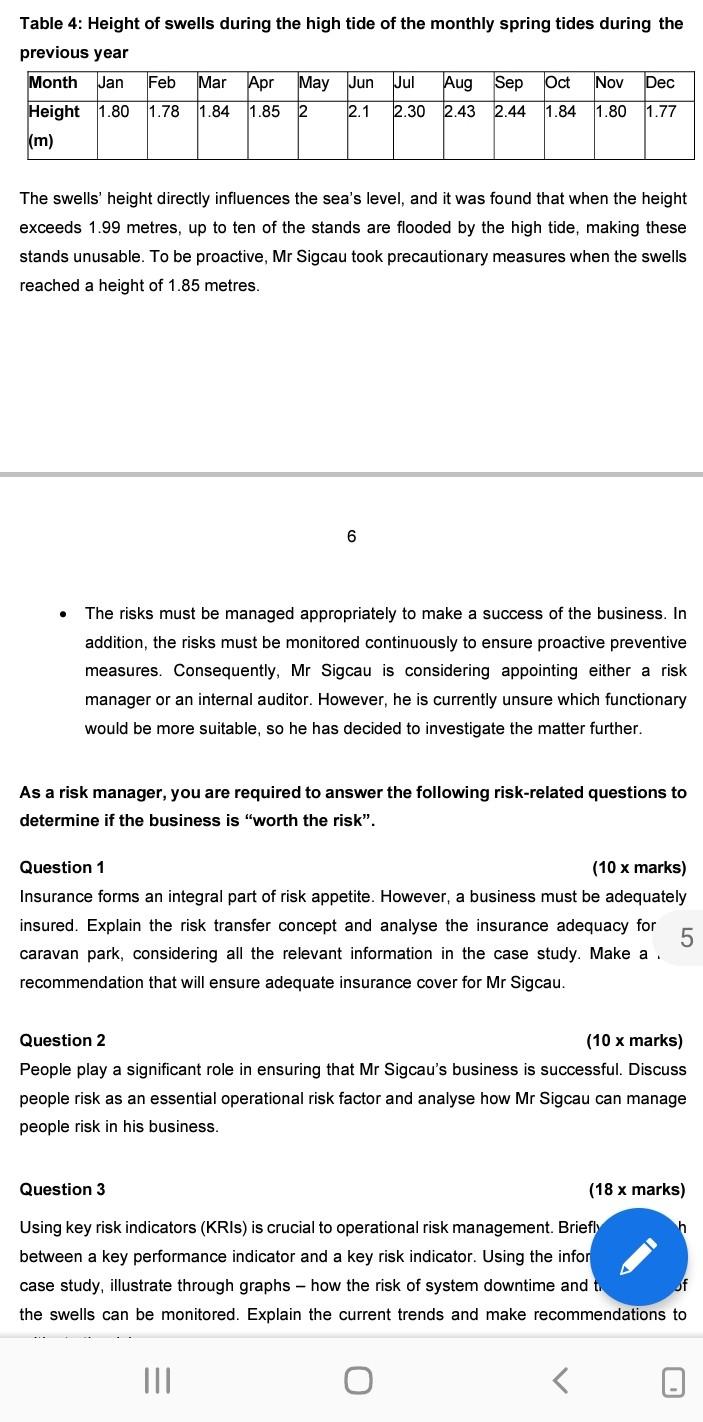 that could negatively influence the well-being of the caravan park. Recommend potential