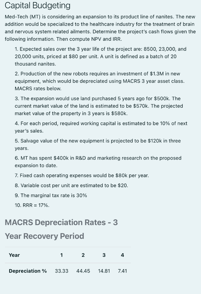 Pt.1 Working capital will be required for this project - start