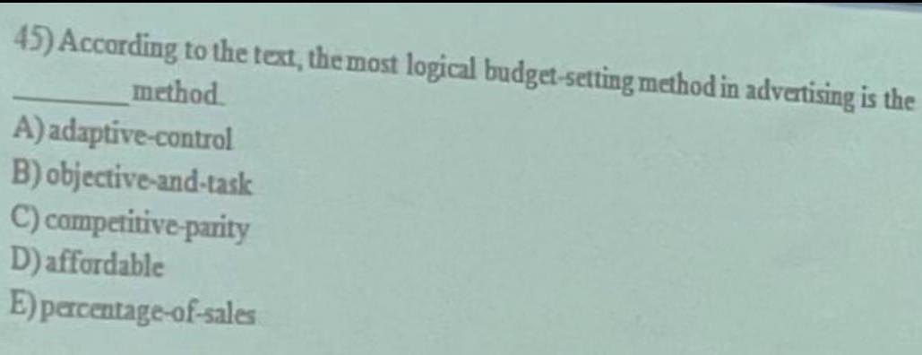  3545 45) According to the text, the most logical budget-setting method