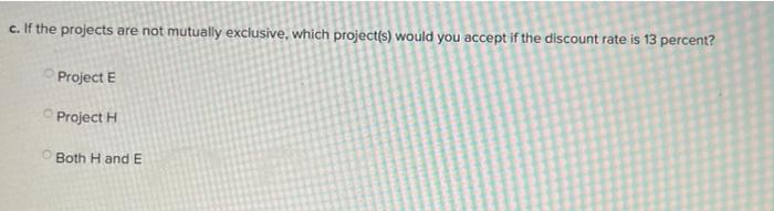 the purchase of earthmoving equipment. Project H represents an investment in a