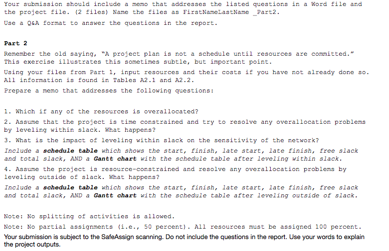 Please make sure you answer questions 1-4 thoroughly include BOTH Gantt