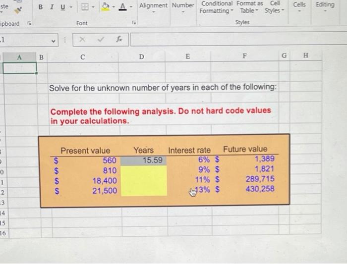  ste BI U - E Cells Cells Editing Alignment Number Conditional