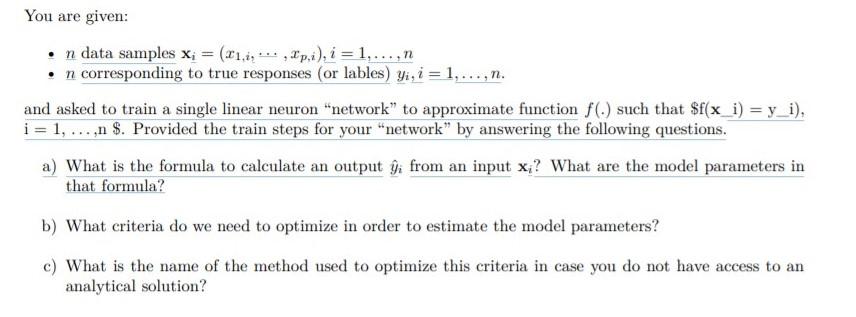 You are given: n data samples xi = (x1,i, , xp,i),