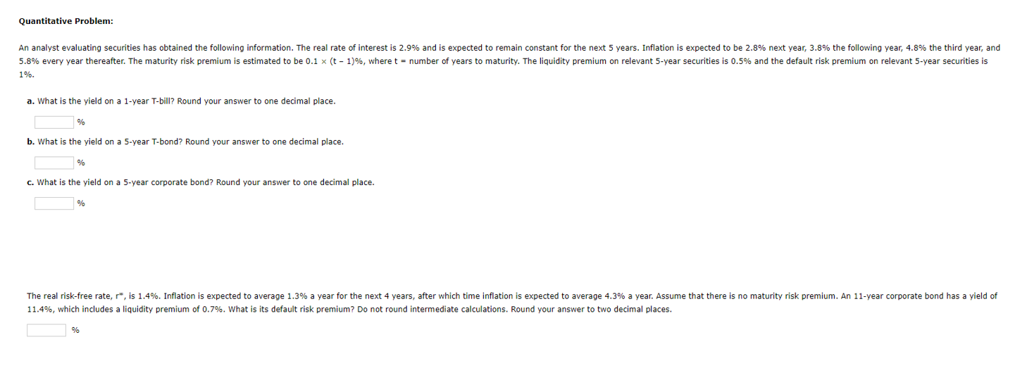 Can you please answer this two question THANK YOU Quantitative Problem: An