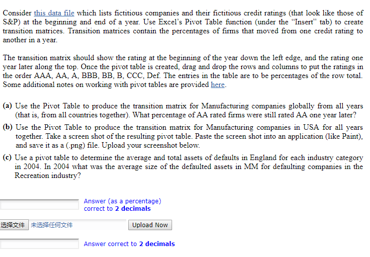 use excel Consider this data file which lists fictitious companies and their