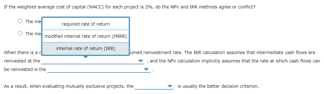 methods will not agree. always choose the same project. If the crossover
