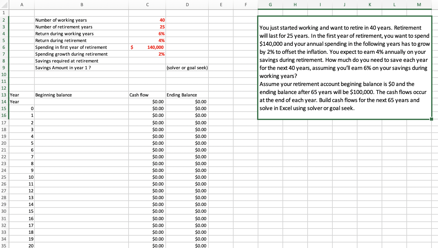 Please solve with Excel and Goal seek.