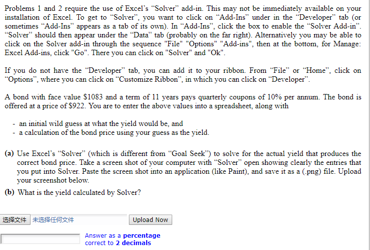 Use excel Problems 1 and 2 require the use of Excel's Solver