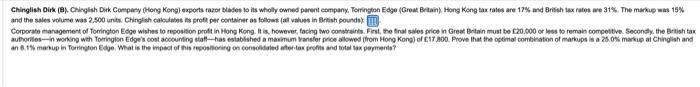 wholy ownod parent company, Tortinghon Edge (Gewat Britain) . Hong Kong tax