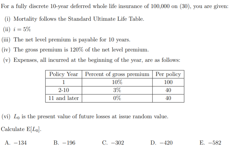  Answer is C For a fully discrete 10-year deferred whole life