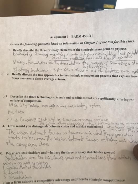  number 2 and 3 Assignment 1 - BADM 450-O1 Answer the