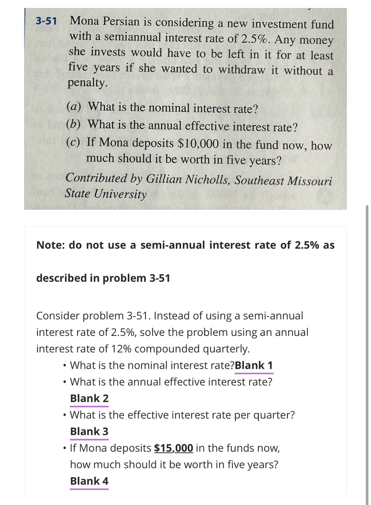  3-51 Mona Persian is considering a new investment fund with a