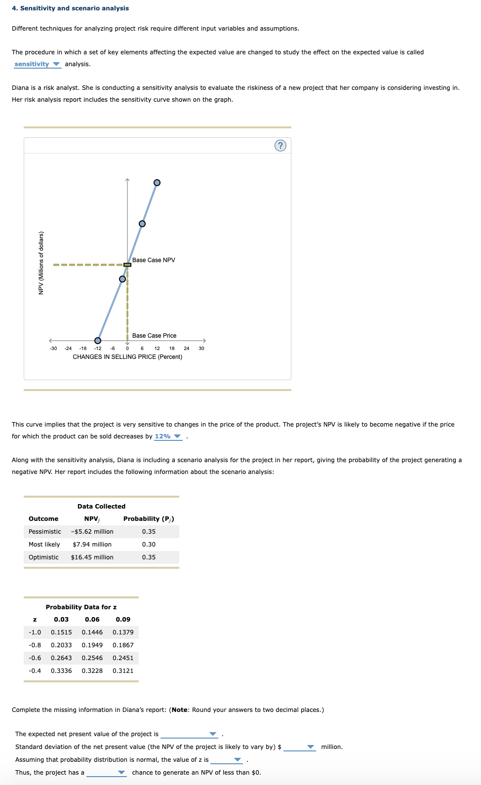  4. Sensitivity and scenario analysis Different techniques for analyzing project risk