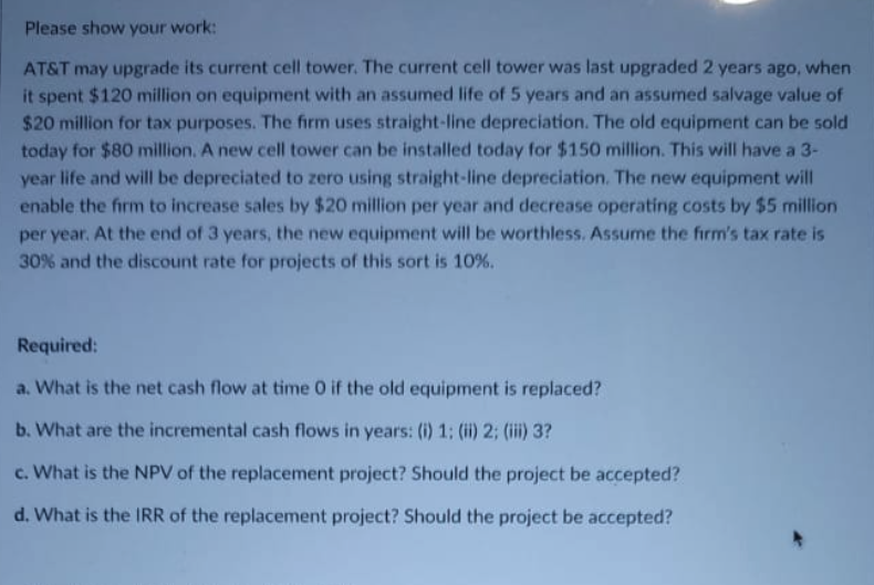  (Kindly show manual method. NOT through excel!) Please show your work: