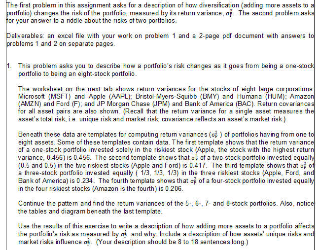  he first problem in this assignment asks for a description of