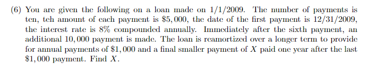 6. Show work, please. No excel (6) You are given the following