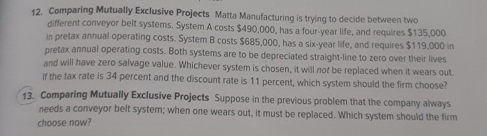  use question #12 to answer question #13 12. Comparing Mutually Exclusive
