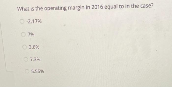  no other context needed What is the operating margin in 2016