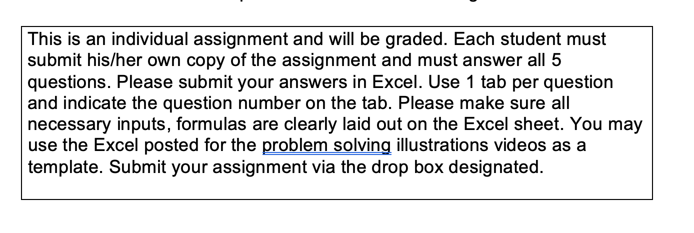 This is an individual assignment and will be graded. Each student