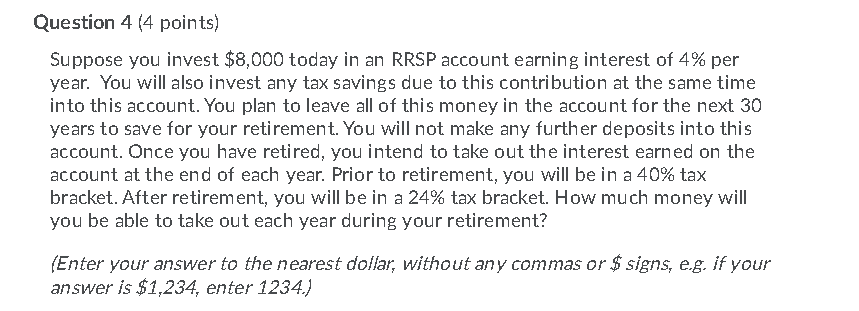 Can someone do this using excel? Question 4 (4 points) Suppose you