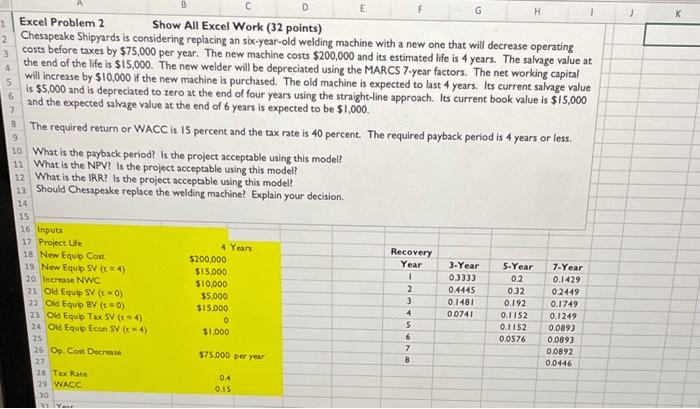  D 3 5 000 8 9 H 1 Excel Problem 2
