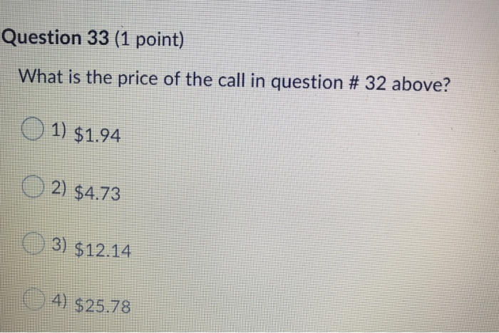 point) Please find d1 and d2 for a call option with a