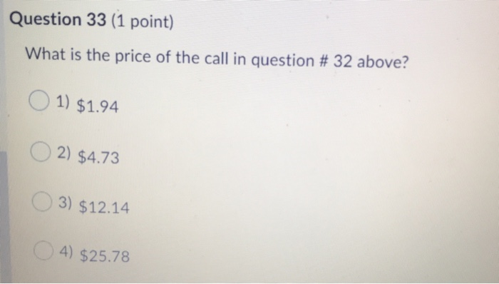 d2 for a call option with a strike of $90 and maturity