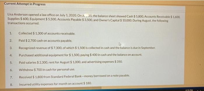  Current Attempt in Progress Lisa Anderson opened a law office on