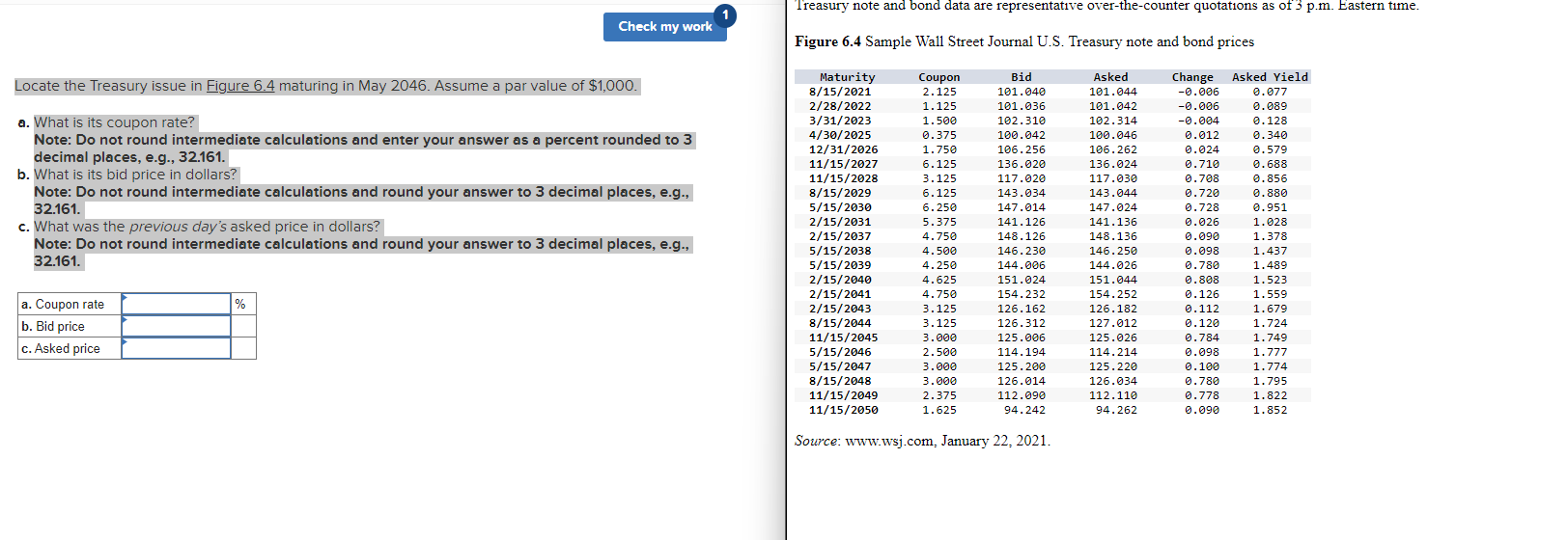  Treasury note and bond data are representative over-the-counter quotations as of
