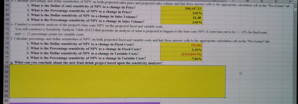 this sensitivity analysis I have completed? I need Part G only, just