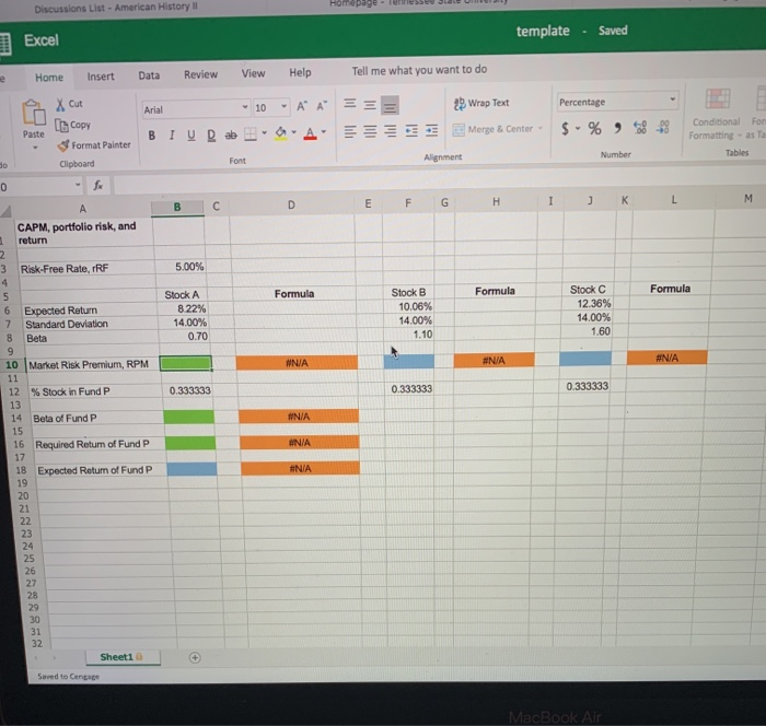 the following information for three stocks, Stocks A, B, and C. The