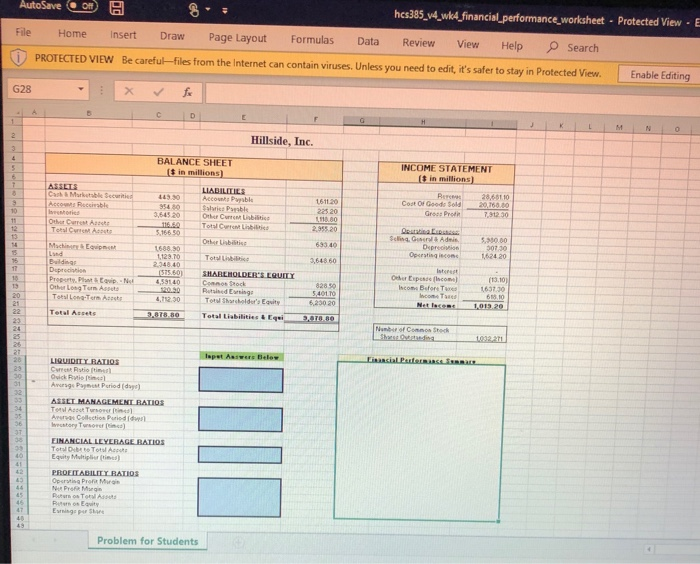 week 4 hcs385 financial performance worksheet. please also provide the step by