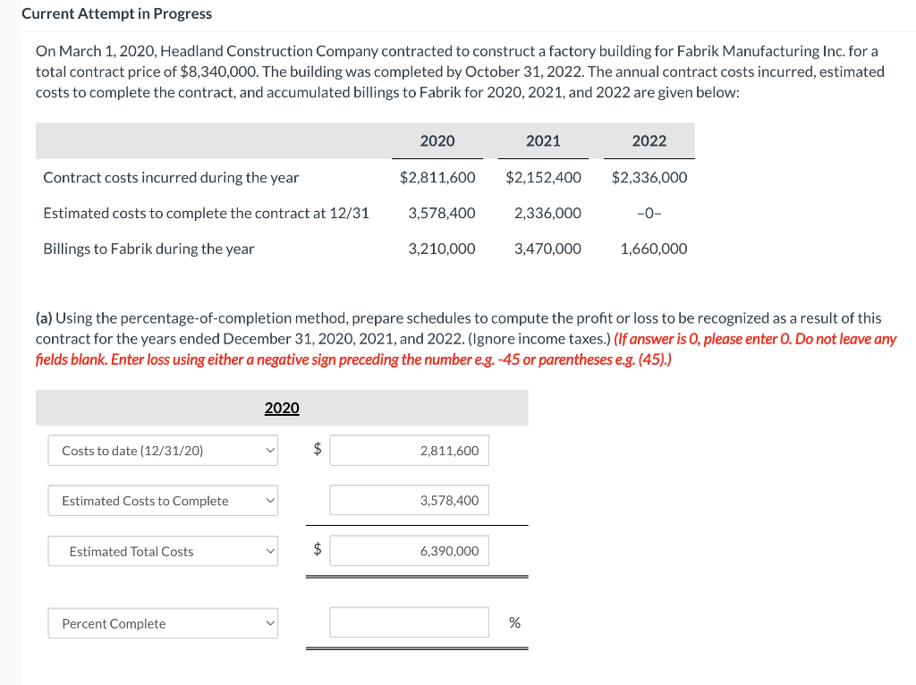 Current Attempt in Progress On March 1, 2020, Headland Construction Company