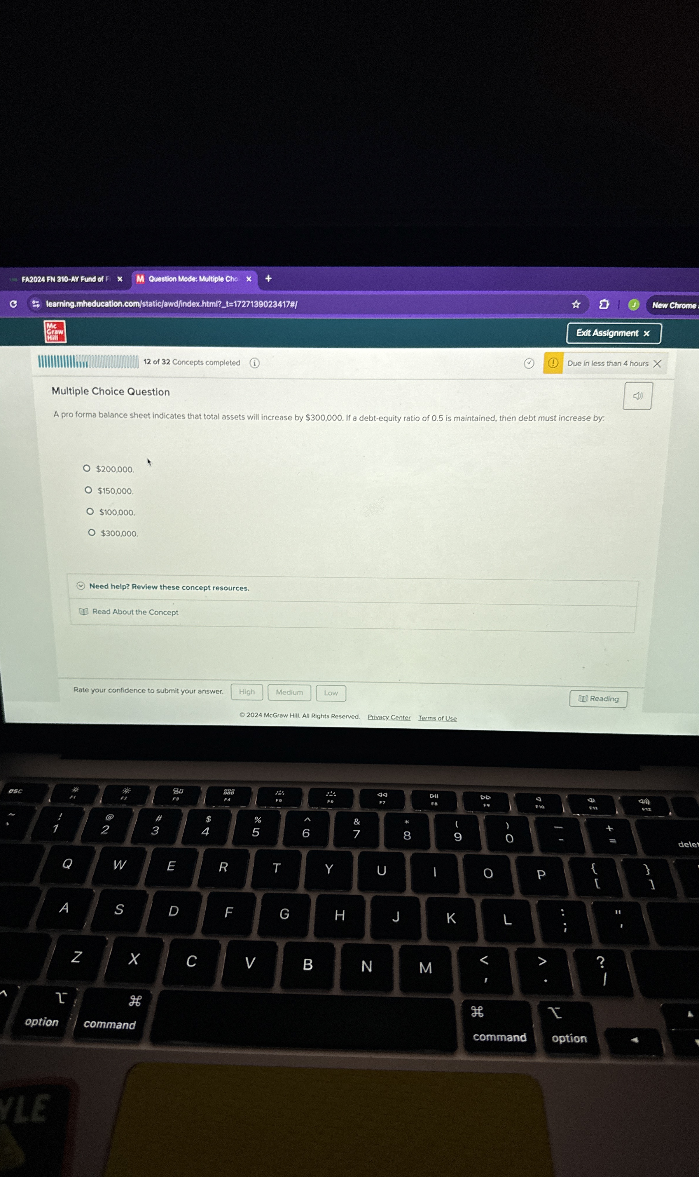  ||||||||||||||IIII Multiple Choice Question A pro forma balance sheet indicates that