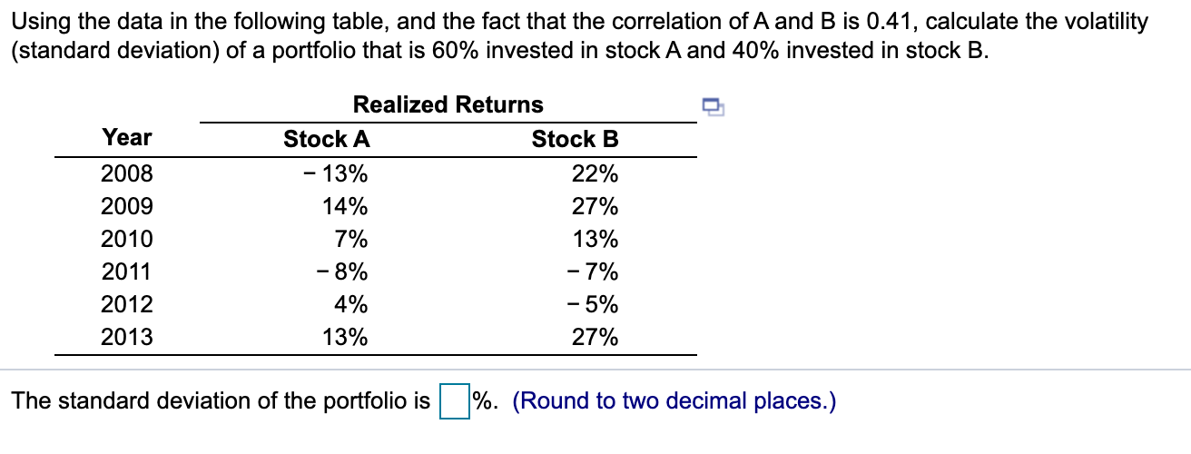 Using the data in the following table, and the fact that