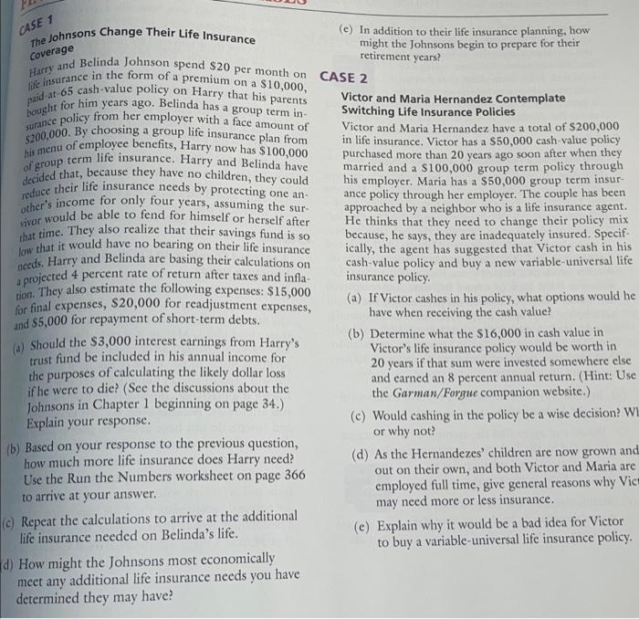 please just do case study 1 a-e and thoroughly explain. CASE 1