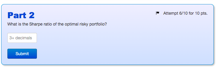 and T-bills are given below: D A 1 2 Expected return 3
