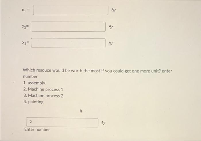(X1, X2, and X3). The products require assembly, machine process 1, machine