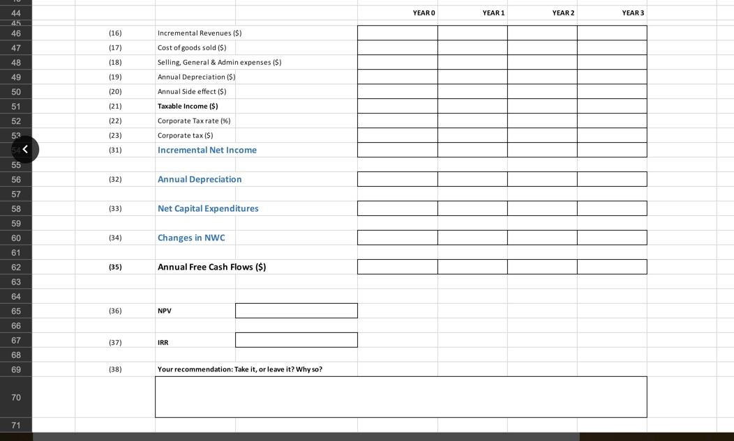 last year for $30,000, you believe that, in year 1, the project