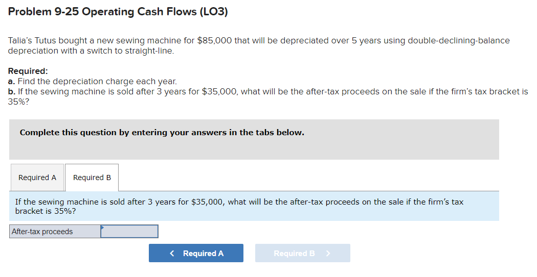  Problem 9-25 Operating Cash Flows (L03) Talia's Tutus bought a new