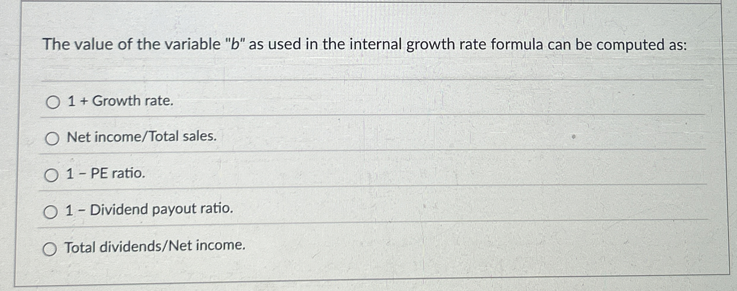  The value of the variable "b" as used in the internal