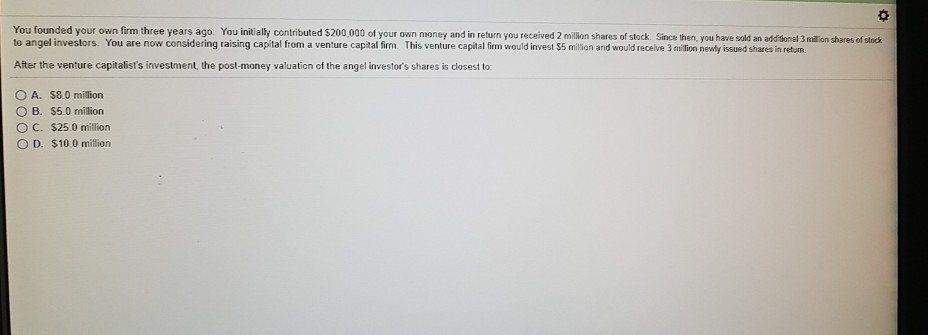 You founded your own firm three years ago. You initially contributed