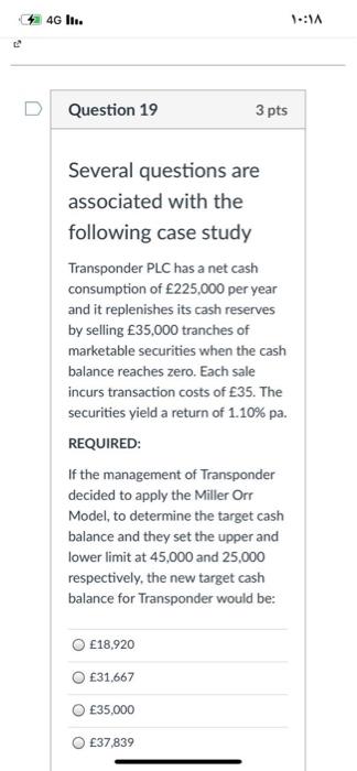 FAST answer please just need option 46 Ils. : Question 19 3