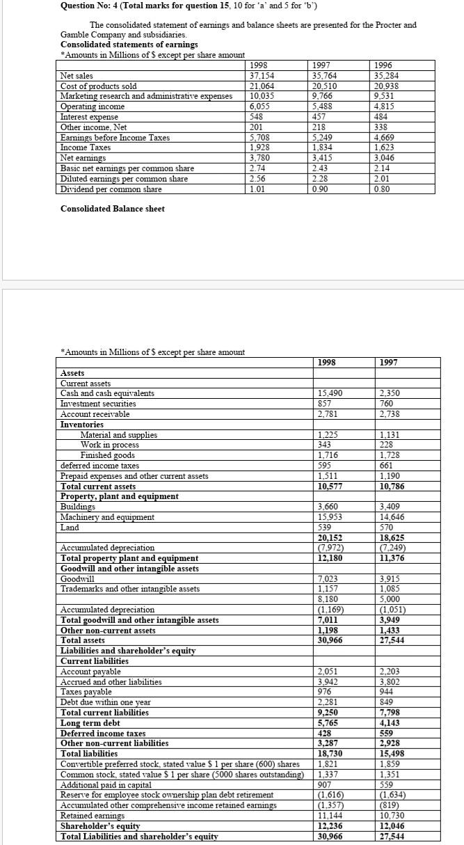 plz quick answer Question No: 4 (Total marks for question 15,