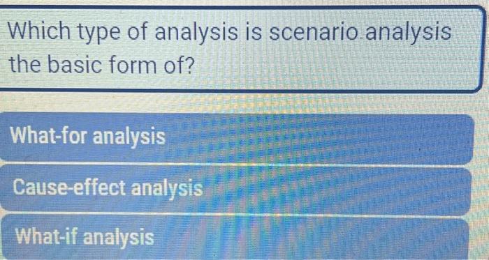  Which type of analysis is scenario analysis the basic form of?