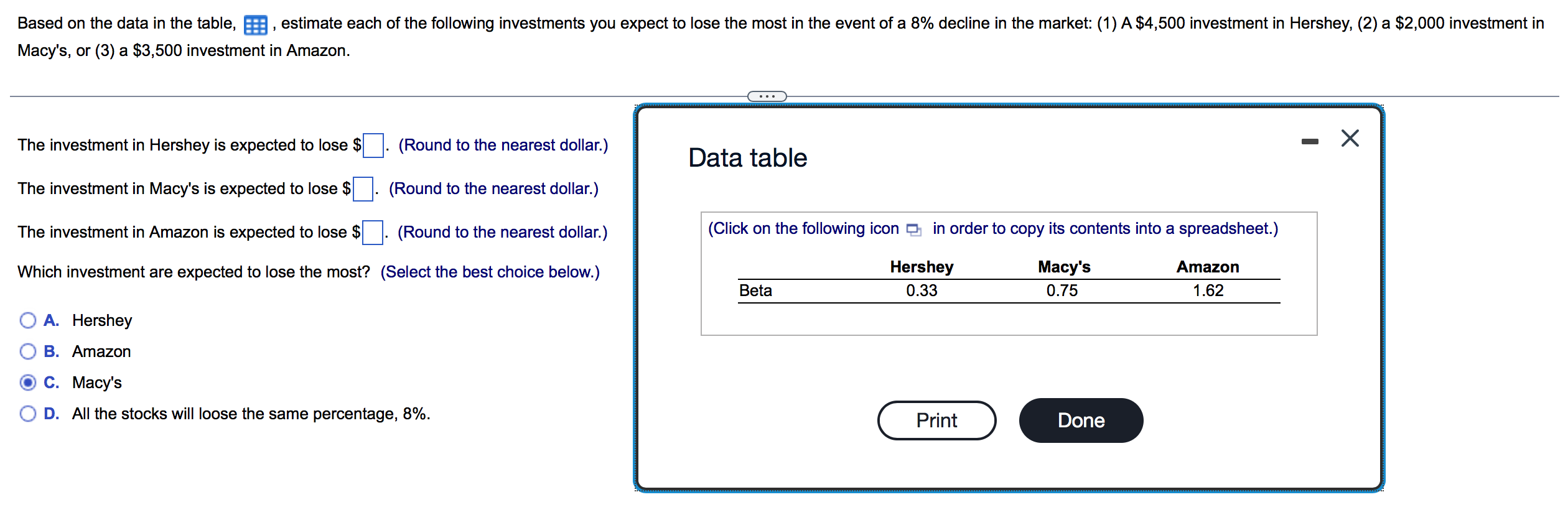  Based on the data in the table, estimate each of the