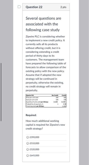 PLC is considering whether to implement a new credit policy. It currently