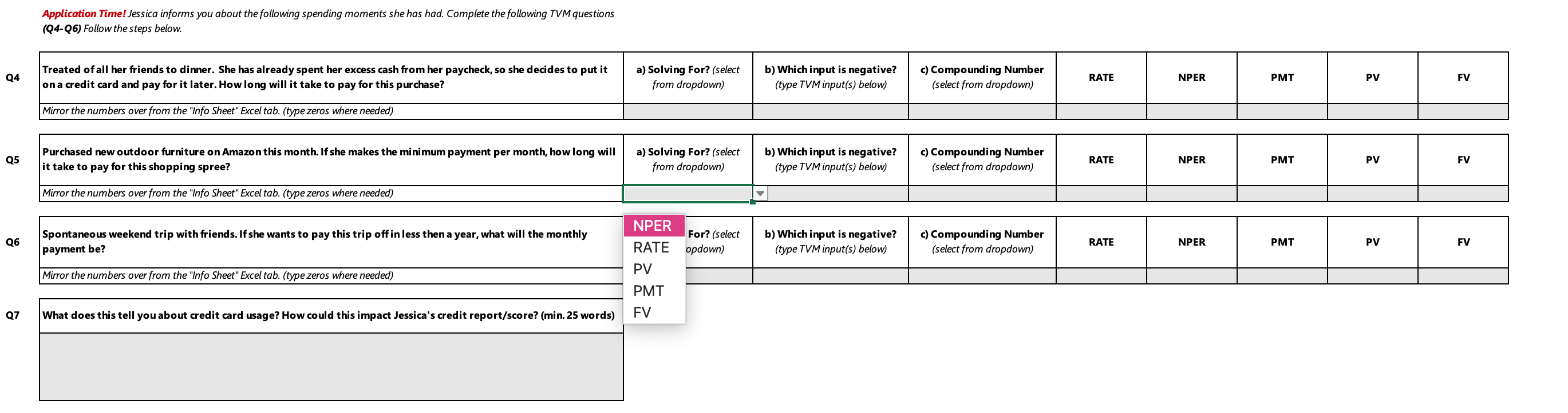 concept of borrowing and how it relates to consumer credit TVM QUESTIONS